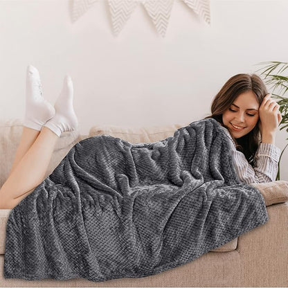 PAVILIA Dark Gray Throw Blanket for Couch, Twin Bed, Soft Fleece Throws for Sofa Chair, Fuzzy Waffle Textured Blanket, Cozy Warm Lightweight All Season Blanket Throw, 60x80