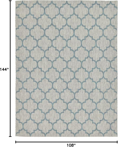 Unique Loom Outdoor Trellis Collection Area Rug (9' x 12' Rectangle, Gray/ Ivory)