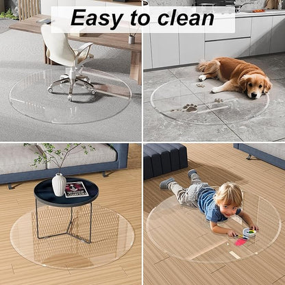 Beveled Edge 36" Round Office Chair Mat for Carpet or Hardwood Floor Crystal Clear, 36" x 36" for a Smooth Glide and Easy Roll On/Off, Heavy Duty and Non-Slip Floor Ultimate Clear Chair Mat