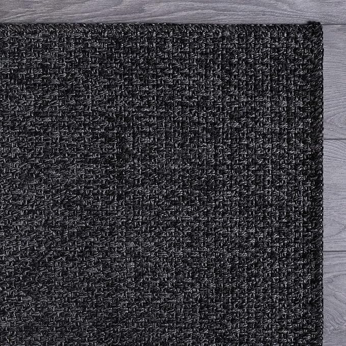 Easy Jute Door Mat 2x3 Indoor Outdoor Natural Rugs Solid Fiber Rug Woven Area Rug Boho Easy Clean Inside Carpet for Living Room Bedroom Dining Room Hallway or Outdoor Patio Porch (2 X 3 Dark Grey)