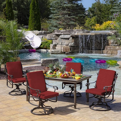 ARDEN Outdoor Midback Chair Cushion, 18 x 16.5, Water Repellent, Fade Resistant 18 x 16.5, Ruby Red Leala