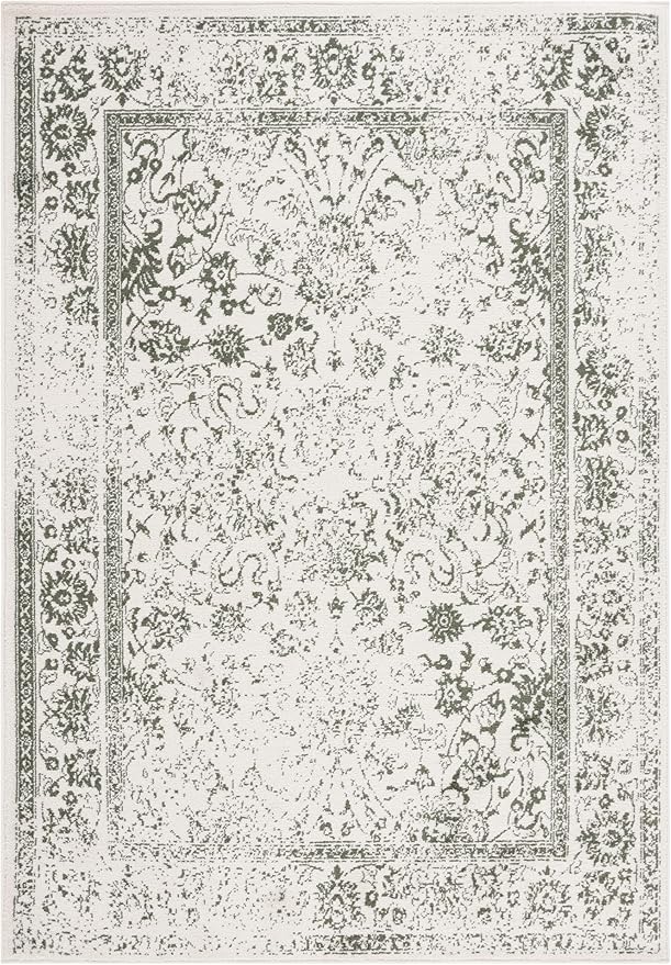 SAFAVIEH Adirondack Collection Area Rug - 5'1" x 7'6", Ivory & Dark Green, Distressed Design, Non-Shedding & Easy to Clean, Ideal for Living Room, Bedroom, Dining Space (ADR109X)