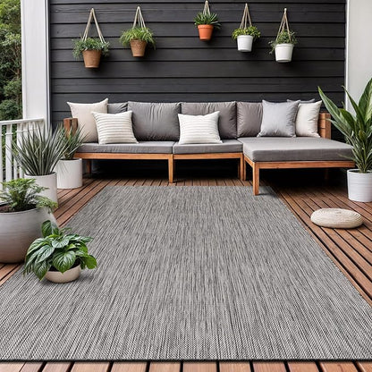 Washable Indoor Outdoor Rug 6x9 Weather Resistant Area Rugs Modern Solid for Porch Deck Balcony Backyard Patio Outside Carpet (6 X 9 Silver Grey)