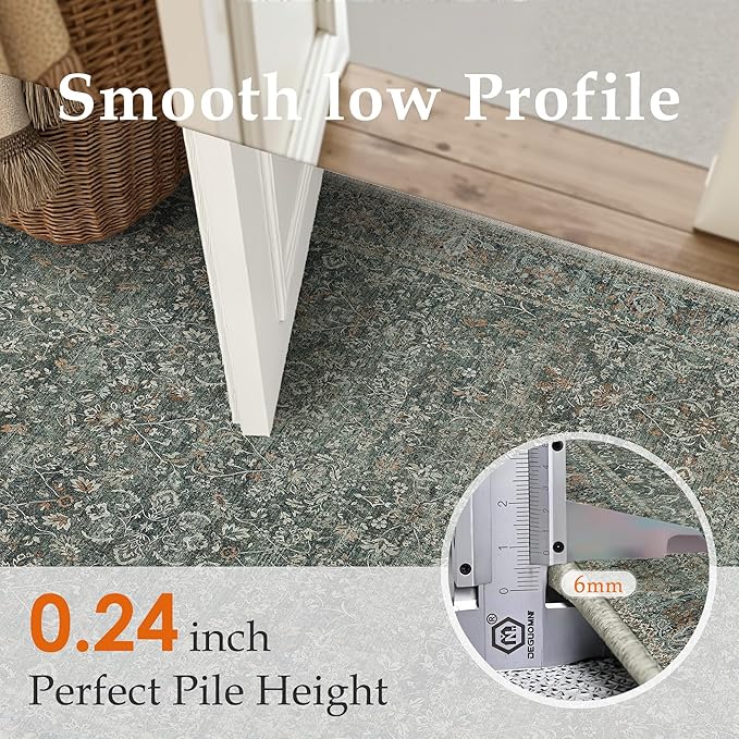 Entryway Area Rug 2x3 Grey Gray Washable Vintage Carpet Non Slip Indoor Kitchen Door Mat Retro Traditional Entrance Accent Throw Small Rug for Bathroom Office Bedroom Dining Living Room