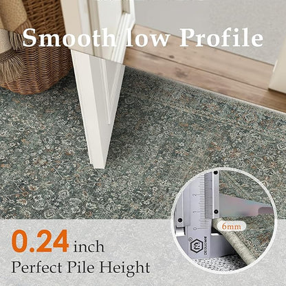 Entryway Area Rug 2x3 Grey Gray Washable Vintage Carpet Non Slip Indoor Kitchen Door Mat Retro Traditional Entrance Accent Throw Small Rug for Bathroom Office Bedroom Dining Living Room