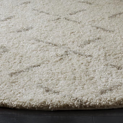 SAFAVIEH Arizona Shag Collection Area Rug - 11' Square, Ivory & Beige, Moroccan Boho Design, Non-Shedding & Easy to Clean, Ideal for Living Room, Bedroom, Dining Space (ASG743A)