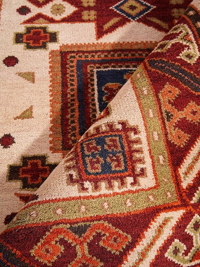 Hand Knotted Wool & Silk ECO-Friendly Oriental Area Rugs - 10'x13', Rectangle Shape, Cream Burgundy Color, Classic Oriental Traditional, Medium Pile Handmade Area Rugs (AF0102)