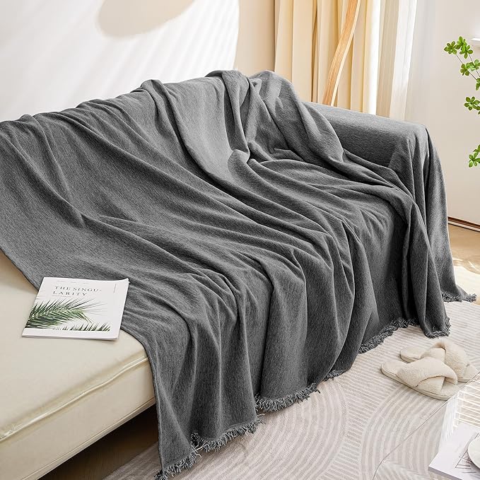 MEETSKY Oversized Couch Cover Sofa Cover for 3 Cushion Couch Sofa ，Washable Sofa Covers for Living Room Sectional Sofa Covers for Dogs Couch Protector, 91" x 150", Charcoal Gray