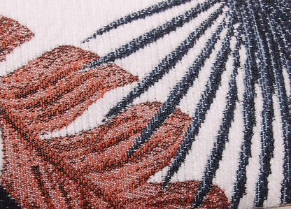 Yeiotsy Throw Pillow Cover, Tropical Leaf Decorative Cushion Case Thick Jacquard Chenille (Teal & Red, 18 x 18 Inches)