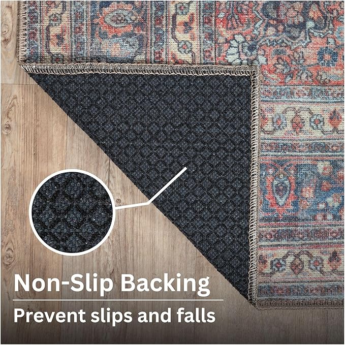 Bloom Rugs Washable Non-Slip 10x14 Rug - Multicolor Traditional Medallion Area Rug for Living Room, Bedroom, Dining Room, and Kitchen - Exact Size: 10' x 14'
