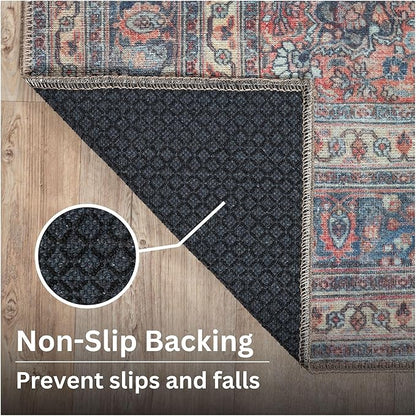 Bloom Rugs Washable Non-Slip 3' x 5' Rug - Multicolor Traditional Medallion Area Rug for Living Room, Bedroom, Dining Room, and Kitchen - Exact Size: 3' x 5'