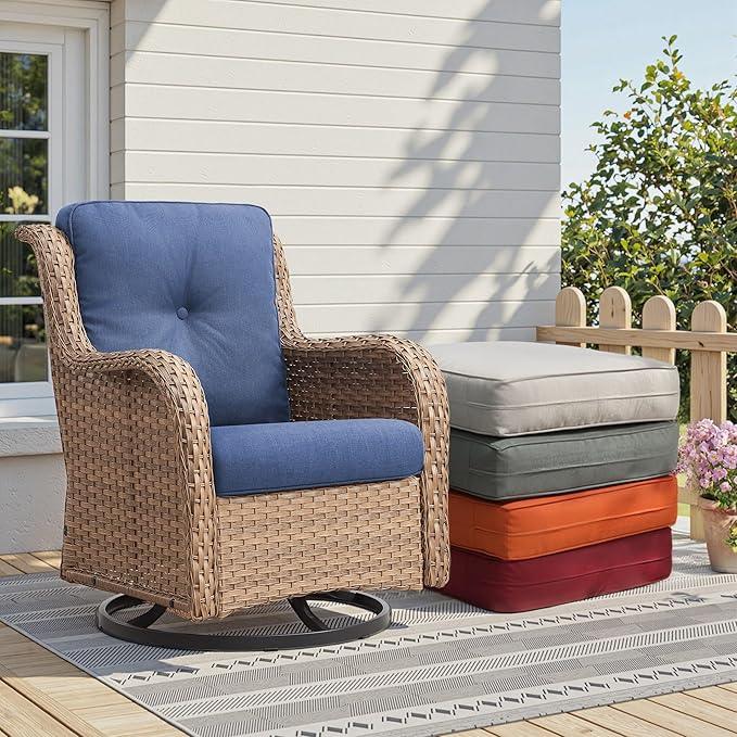 Patio Cushions for Outdoor Furniture - 22" x 25" x 4" UV Resistant Thick Foam Cushions Water Resistant Replacement Cushion for Outdoor Patio Furniture Chair/Sofa/Couch | Blue | 3-Pack |