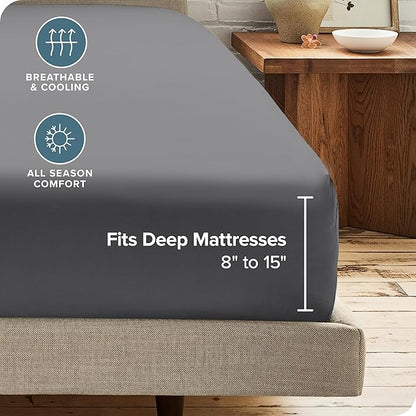 Bare Home 2-Pack Fitted Bottom Sheets for Hospital Bed Size - Premium 1800 Ultra-Soft Wrinkle Resistant Microfiber - Deep Pocket (Hospital, Grey)
