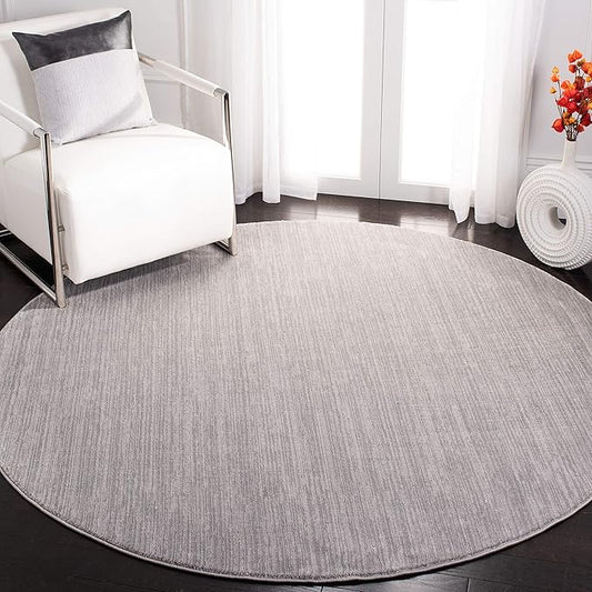 SAFAVIEH Vision Collection Area Rug - 12' Round, Silver, Modern Ombre Design, Non-Shedding & Easy to Clean, Ideal for Living Room, Bedroom, Dining Space (VSN606G)