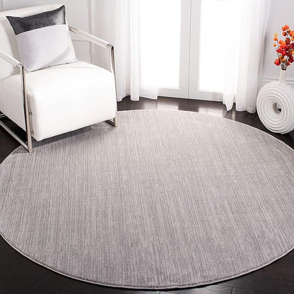 SAFAVIEH Vision Collection Area Rug - 9' Round, Silver, Modern Ombre Design, Non-Shedding & Easy to Clean, Ideal for Living Room, Bedroom, Dining Space (VSN606G)