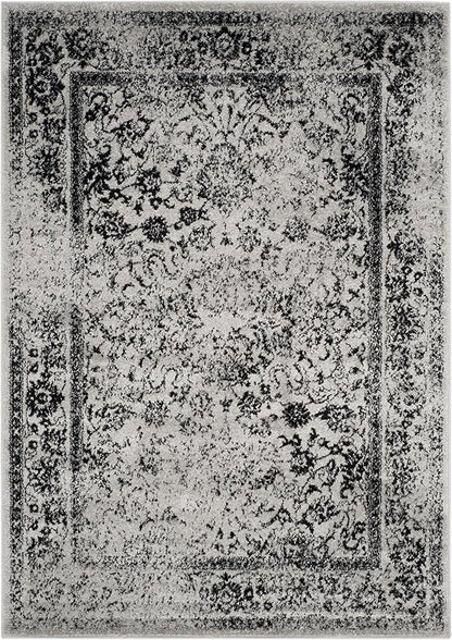 SAFAVIEH Area Rug 6x9 - Adirondack Collection - Grey & Black, Distressed Vintage Floral Design, Non-Shedding & Easy to Clean, Ideal for Living Room, Bedroom, Dining Space (ADR109B)