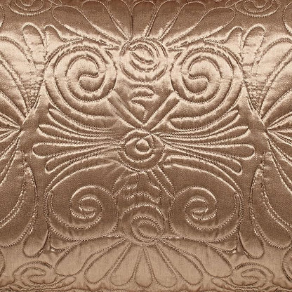 Touch of Class Portia Luxury Bedding | Rich Smoky Topaz | Premier Quilted Polyester Satin | Hand Guided Machine Quilted Scroll Design 3 Piece Set: Cal King Oversized Bedspread and 2 King Shams