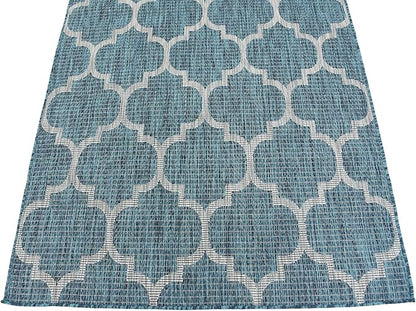 Unique Loom Outdoor Trellis Collection Area Rug (4' 1" x 6' 1" Rectangle, Teal/ Gray)