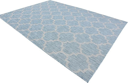 Unique Loom Outdoor Trellis Collection Area Rug (8' x 11' 4" Rectangle, Aquamarine/ Gray)