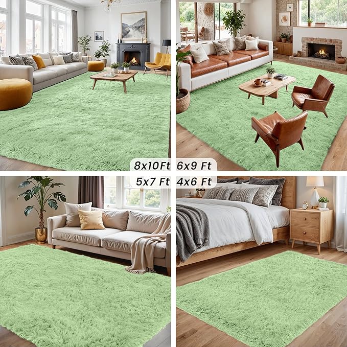 5x7 Area Rugs for Living Room Rug: Soft Fluffy Shag Mint Green Rugs for Bedroom, Non-Slip Large Fuzzy Plush Rug Indoor Floor Carpet for Nursery Kids Boys Girls Room, Dorms, Playroom, Modern Home Decor