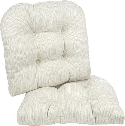 Klear Vu Gripper Overstuffed Universal Non-Slip Dining Chair Cushions for Kitchen Decor or Office Use, U-Shaped Skid-Proof Seat Pad, 17x17 Inches, 2 Count (Pack of 1), Chenille Ivory