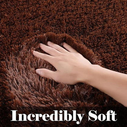 ONASAR Brown 8x10 Area Rugs for Living Room, Large Fluffy Shag Bedroom Rug, Washable Soft Plush Thick Shaggy Big Floor Carpet for Kids Boy and Girls Teen Dorm Nursery Indoor Home Decor Aesthetic