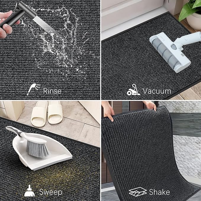 Azadx 3'x10' Indoor Outdoor Door Mat Heavy Duty Front Door Mat Ultra Absorbent Muddy Dirt Resist Welcome Door Mats Non-Slip Backing Entrance Mat for Home Commercial Outdoor Entrance Floor Mat