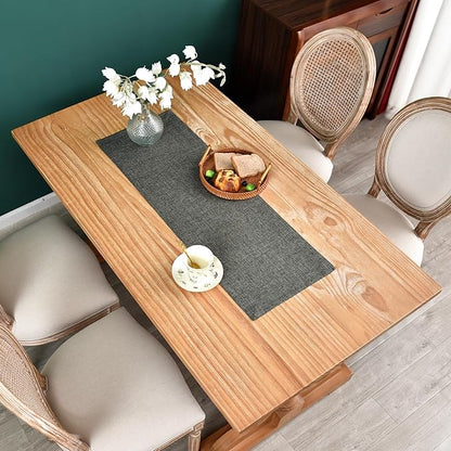 NEWISHER Farmhouse Rustic Table Runner Dark Grey Rectangular Table Runners Faux Linen Table Runner for Everyday Use Kitchen Dining Party Table 13x36 Inch