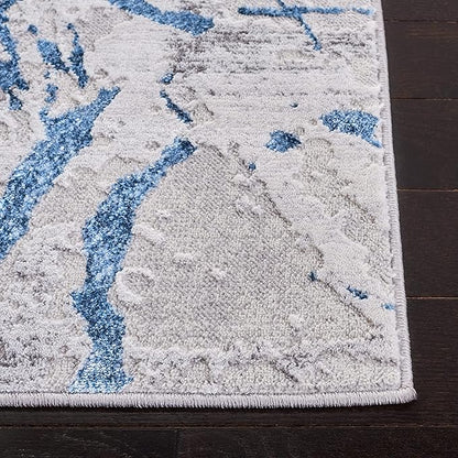 SAFAVIEH Amelia Collection Accent Rug - 4'5" x 6'5", Grey & Blue, Modern Abstract Design, Non-Shedding & Easy Care, Ideal for High Traffic Areas in Entryway, Living Room, Bedroom (ALA293F)