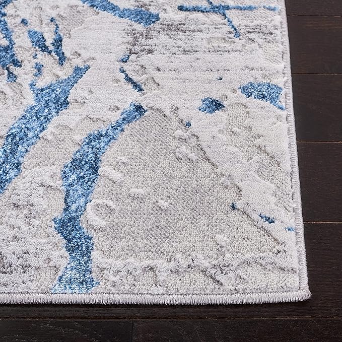 SAFAVIEH Amelia Collection Accent Rug - 2' x 4', Grey & Blue, Modern Abstract Design, Non-Shedding & Easy Care, Ideal for High Traffic Areas in Entryway, Living Room, Bedroom (ALA293F)