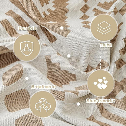 MEETSKY Boho Couch Cover Sofa Covers for Dogs，Decorative Soft Blend Washable Sofa Slipcovers Simply Put Sofa Throw Cover for Living Room, Khaki, 71" x 118"
