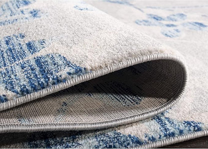 SAFAVIEH Evoke Collection 4' x 6' Grey/Light Blue EVK236J Floral Non-Shedding Living Room Bedroom Accent Rug