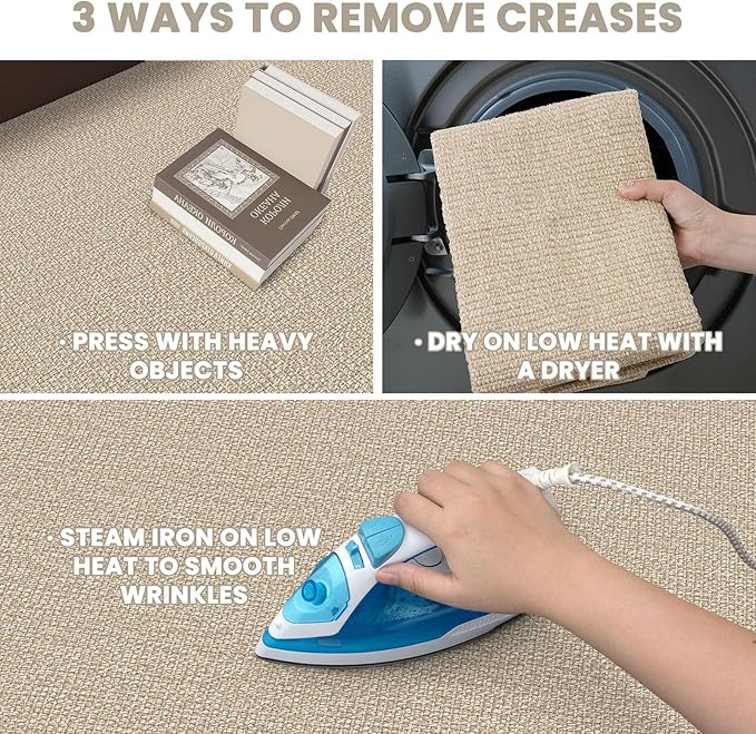 EARTHALL Washable Area Rugs 5x7 Ft Non Slip Living Room Rugs Cotton Rubber Backed Dining Room Rug Braided Bedroom Rugs Indoor Outdoor Floor Carpet for Living Room, Bedroom, Dining Room, Send/Beige
