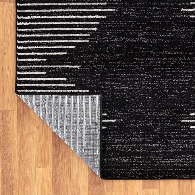 Rugshop Bohemian Stripe Stain Resistant High Traffic Living Room Kitchen Bedroom Dining Home Office Area Rug 3' x 5' Black