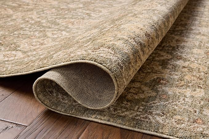 Loloi Chris Loves Julia Palma Collection PLM-03 Lagoon/Natural 3'-6" x 5'-6" Accent Rug Vintage Style Boho Living Room Bedroom Carpet
