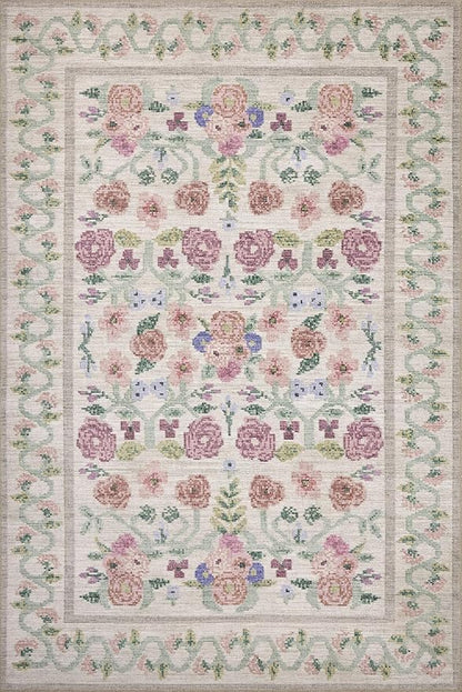 Loloi Rifle Paper Co. Rosa Collection RSA-01 Ivory 8'-4" x 11'-6" Area Rug