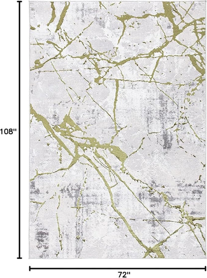 SAFAVIEH Amelia Collection Area Rug - 6' x 9', Grey & Green, Modern Abstract Design, Non-Shedding & Easy Care, Ideal for High Traffic Areas in Living Room, Bedroom (ALA293J)