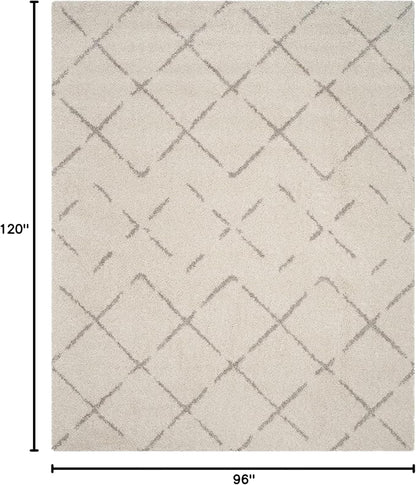 SAFAVIEH Area Rug 8x10 - Arizona Shag Collection - Large - Ivory & Beige, Moroccan Boho Design, Non-Shedding & Easy to Clean, Ideal for Living Room, Bedroom, Dining Space (ASG743A)