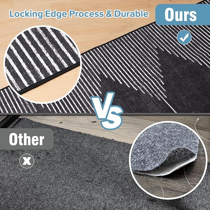 Office Chair Mat for Hardwood Floors, Durable 36"x48" Low-Pile Bohemian Stripe Desk Rug with Non-Slip Backing, Easy-Glide Computer Floor Protector for Rolling Chairs