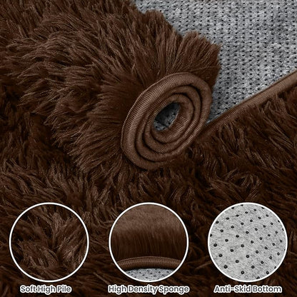 4x6 Area Rugs for Living Room Rug: Soft Fluffy Shag Brown Rugs for Bedroom, Non-Slip Large Fuzzy Plush Rug Indoor Floor Carpet for Nursery Kids Boys Girls Room, Dorms, Playroom, Modern Home Decor