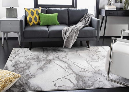 SAFAVIEH Craft Collection Area Rug - 10' Square, Grey & Silver, Modern Abstract Design, Non-Shedding & Easy Care, Ideal for High Traffic Areas in Living Room, Bedroom (CFT877G)