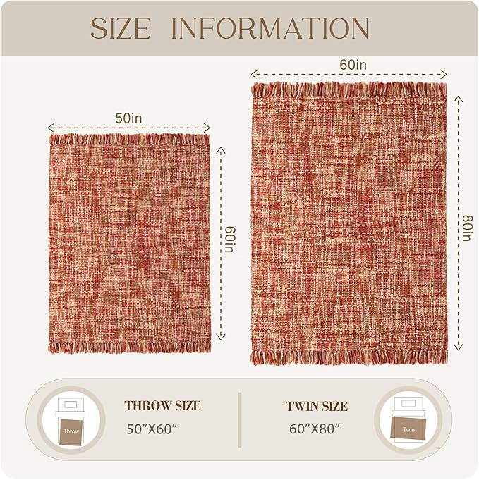 Multi-Color Dark Red Cable Knitted Throw Blanket for Couch,60"X80" Boho Style Textured Blankets for Home Decor,Super Soft Warm Cozy Chunky Knit Blanket with Decorative Tassels for Bed