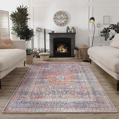 Bloom Rugs Washable Non-Slip 2' x 3' Rug - Multicolor Traditional Medallion Area Rug for Living Room, Bedroom, Dining Room, and Kitchen - Exact Size: 2' x 3'