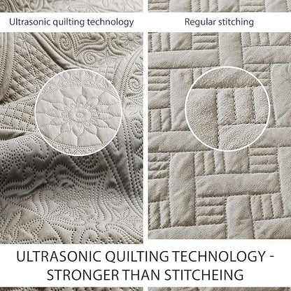 IR Imperial Rooms 10 Pack Twin Quilt Bedding Set (68" x 86") - Bulk Wholesale for Hotels, Guest Bedroom & Airbnbs - Lightweight Microfiber Reversible Floral Embossed Quilts Bedspreads (Beige)
