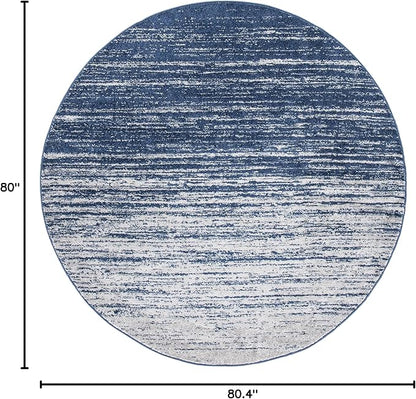 SAFAVIEH Adirondack Collection Area Rug - 6'7" Round, Navy & Grey, Modern Ombre Design, Non Shedding & Easy to Clean, Ideal for Living Room, Bedroom, Office, Dining Space (ADR113E)