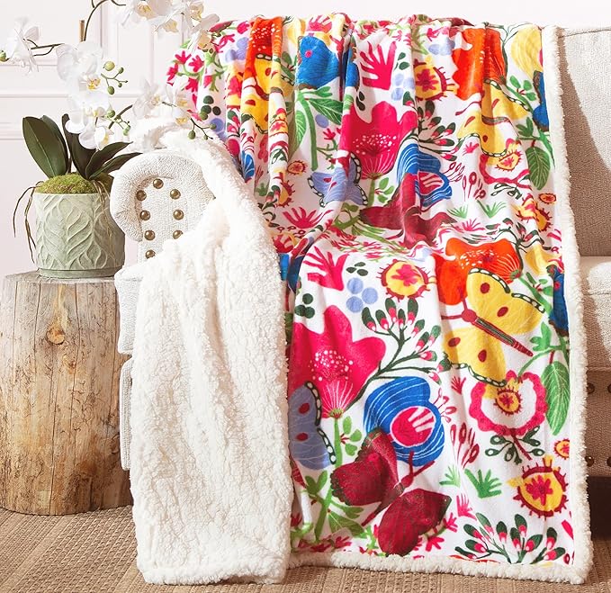 CARSTENS, INC. Ultra Premium Super Soft Plush Sherpa Fleece Oversized Throw Blanket 54" x 68", Butterfly
