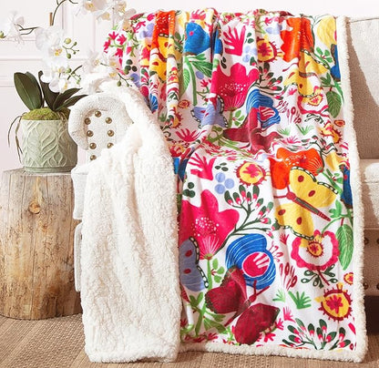 CARSTENS, INC. Ultra Premium Super Soft Plush Sherpa Fleece Oversized Throw Blanket 54" x 68", Butterfly