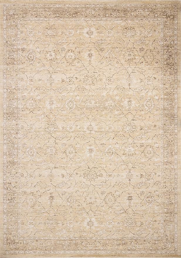 Loloi Chris Loves Julia Palma Collection PLM-10 Wheat/Bark 7'-10" x 10' Fringe Area Rug Vintage Style Boho Living Room Bedroom Carpet