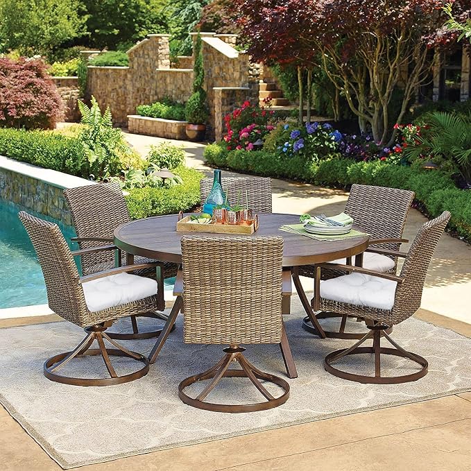 RACE LEAF Outdoor Cushions 17" x 17" Patio Chair Seat Pads, Set of 2 Thick Fill Tufted Square Patio Cushions, Water-Resistant Olefin Chair Seat Cushion with Ties for Non-Slip Support, Beige