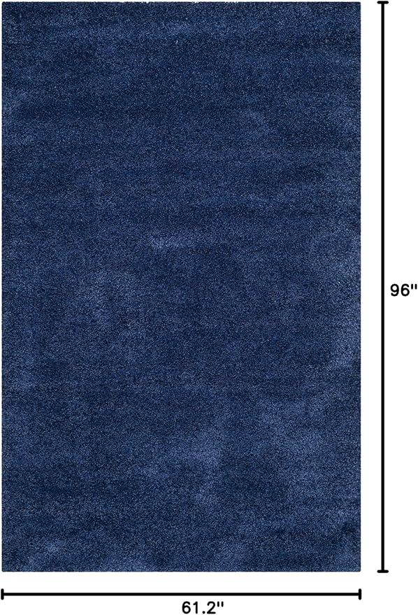 SAFAVIEH Milan Shag Collection Area Rug - 5'1" x 8', Navy, Solid Design, Non-Shedding & Easy Care, 2-inch Thick Ideal for High Traffic Areas in Living Room, Bedroom (SG180-7070)